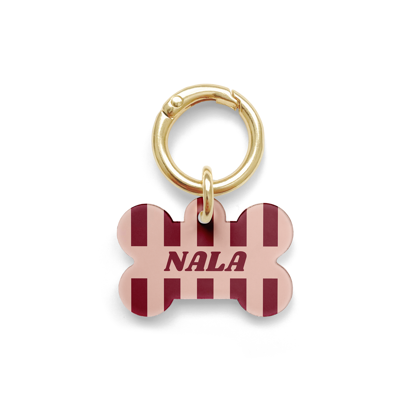 Burgundy Pinstripe Pet ID Tag