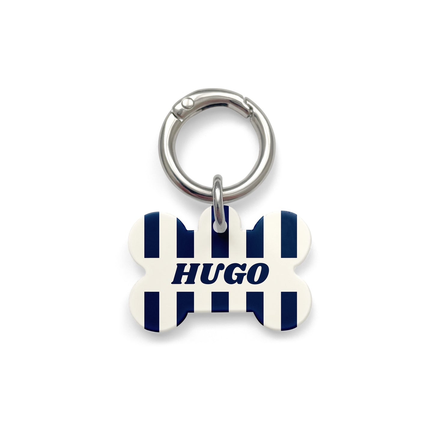 Navy Pinstripe Pet ID Tag