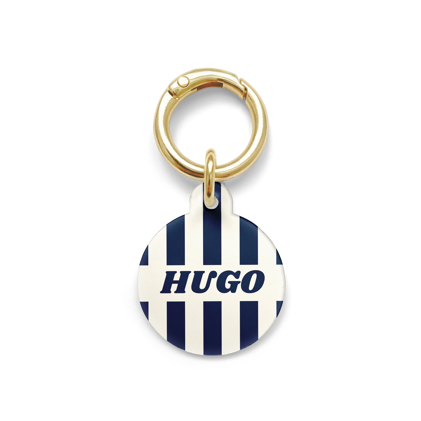 Navy Pinstripe Pet ID Tag