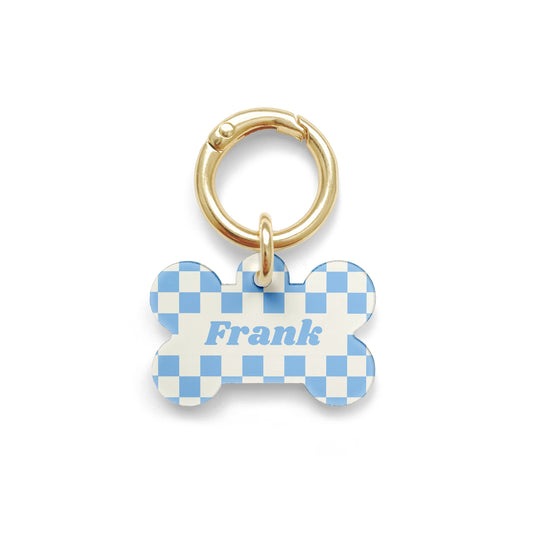 Blue Checkerboard Pet ID Tag