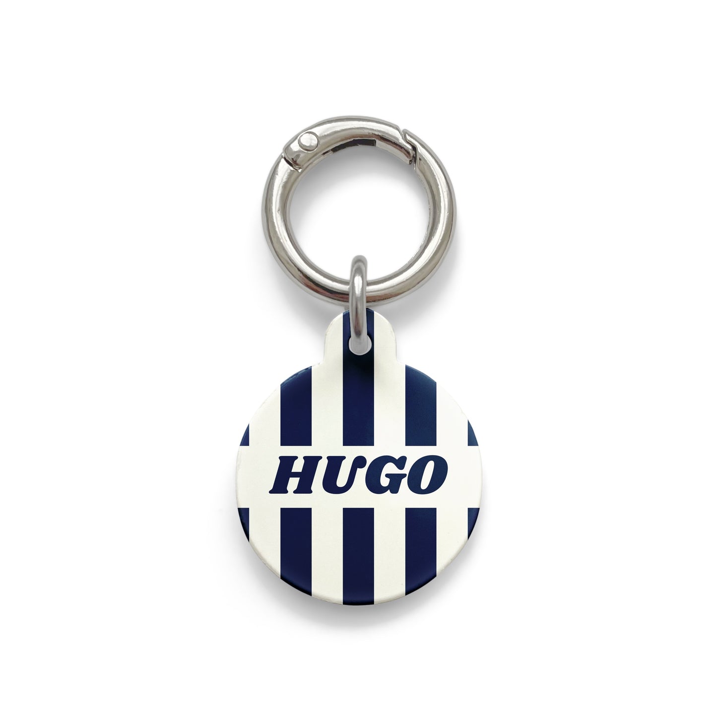 Navy Pinstripe Pet ID Tag