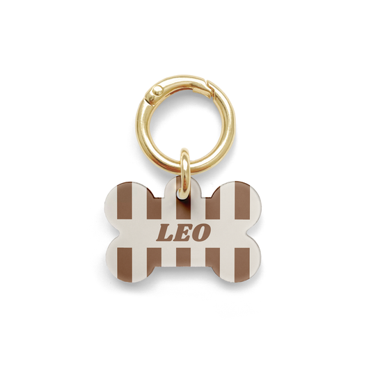 Brown Pinstripe Pet ID Tag