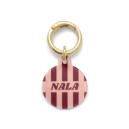 Burgundy Pinstripe Pet ID Tag