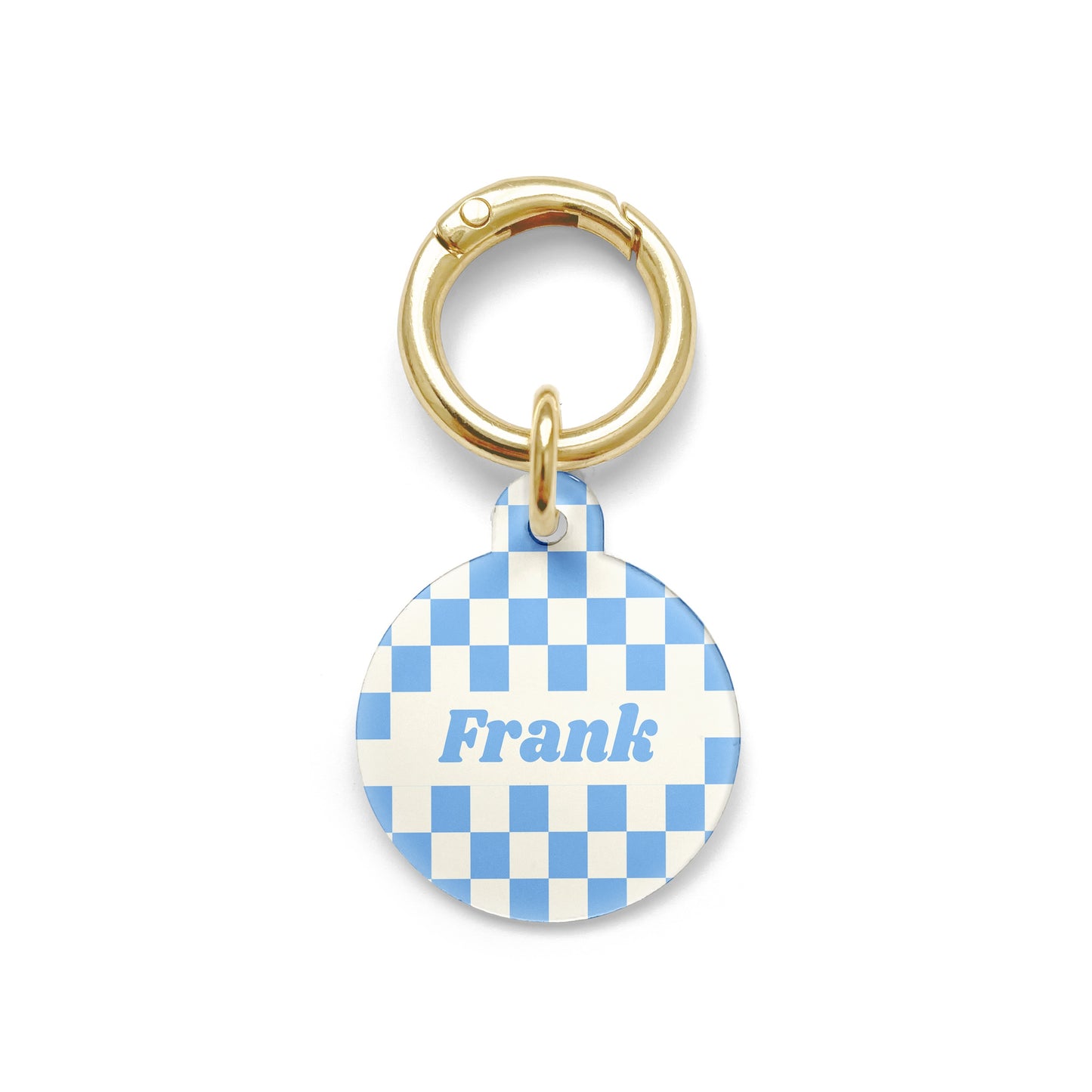 Blue Checkerboard Pet ID Tag