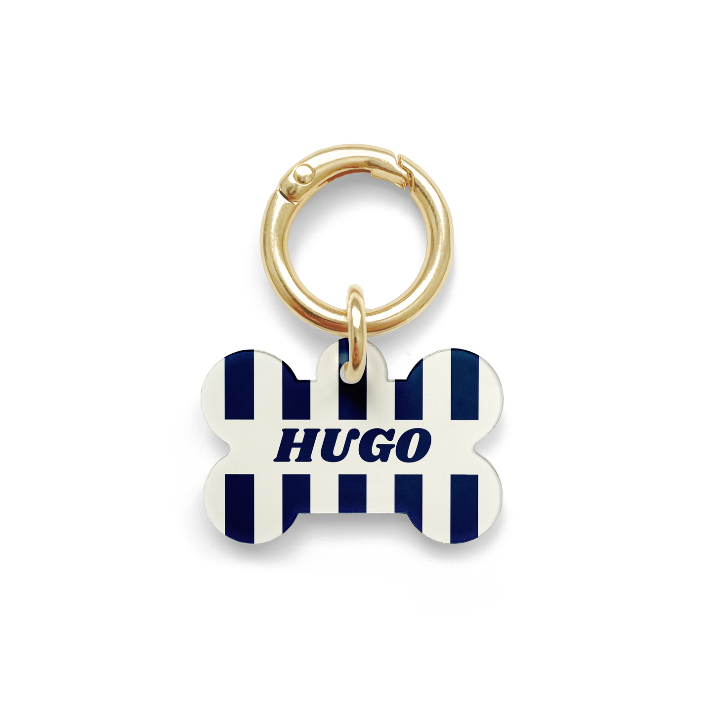 Navy Pinstripe Pet ID Tag
